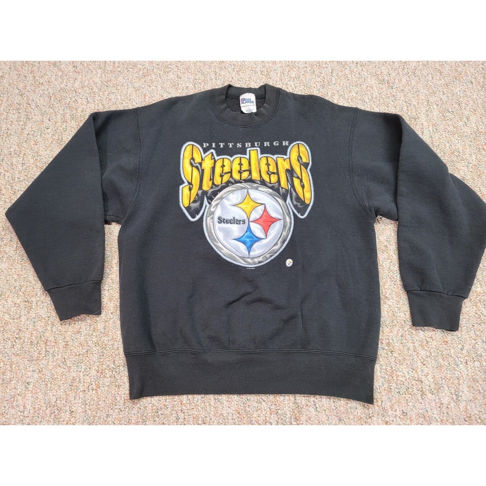 Pro Player Pittsburgh Steelers Sweatshirt Mens Large Black 1997 NFL Vintage